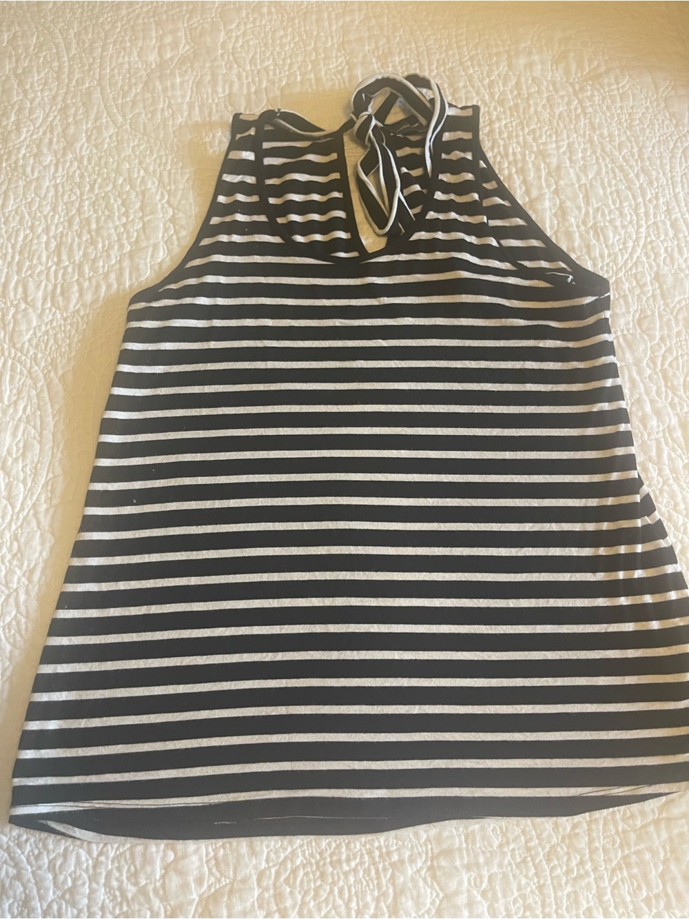 Market & Spruce Black and White Striped Tie-Neck Tank Top